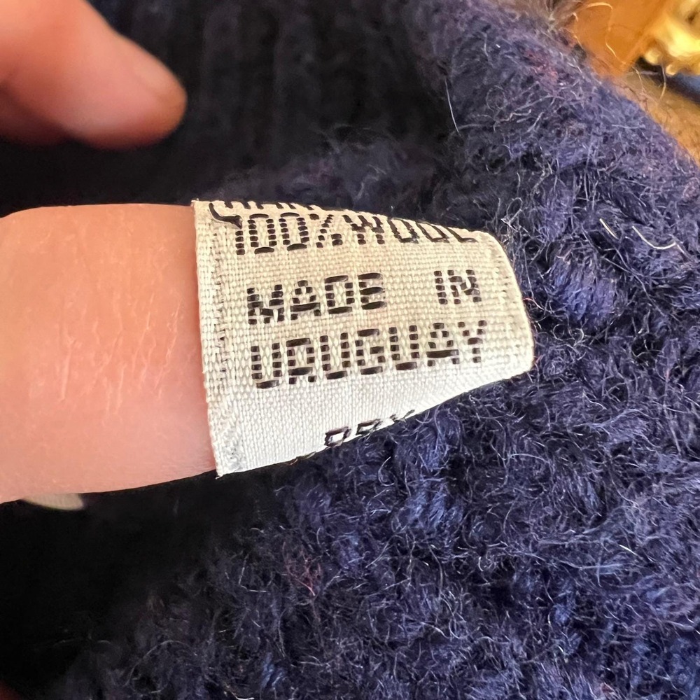 Vintage Apparenza Navy Blue 100% Wool Handknit Moon Star Celestial Sweater M - Picture 8 of 9